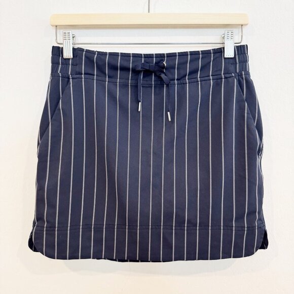 Athleta Womens Striped Midtown Athletic Skort in Blue White Athleisure Size 2 - Picture 2 of 9